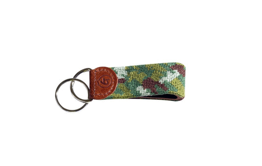 Needlepoint Leather Camo Keychain