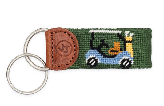 Needlepoint Golf Cart Keychain